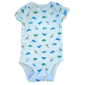 🍁2/$7🍁CHILD OF MINE White with Blue Green Grey Dinosaurs Onesie